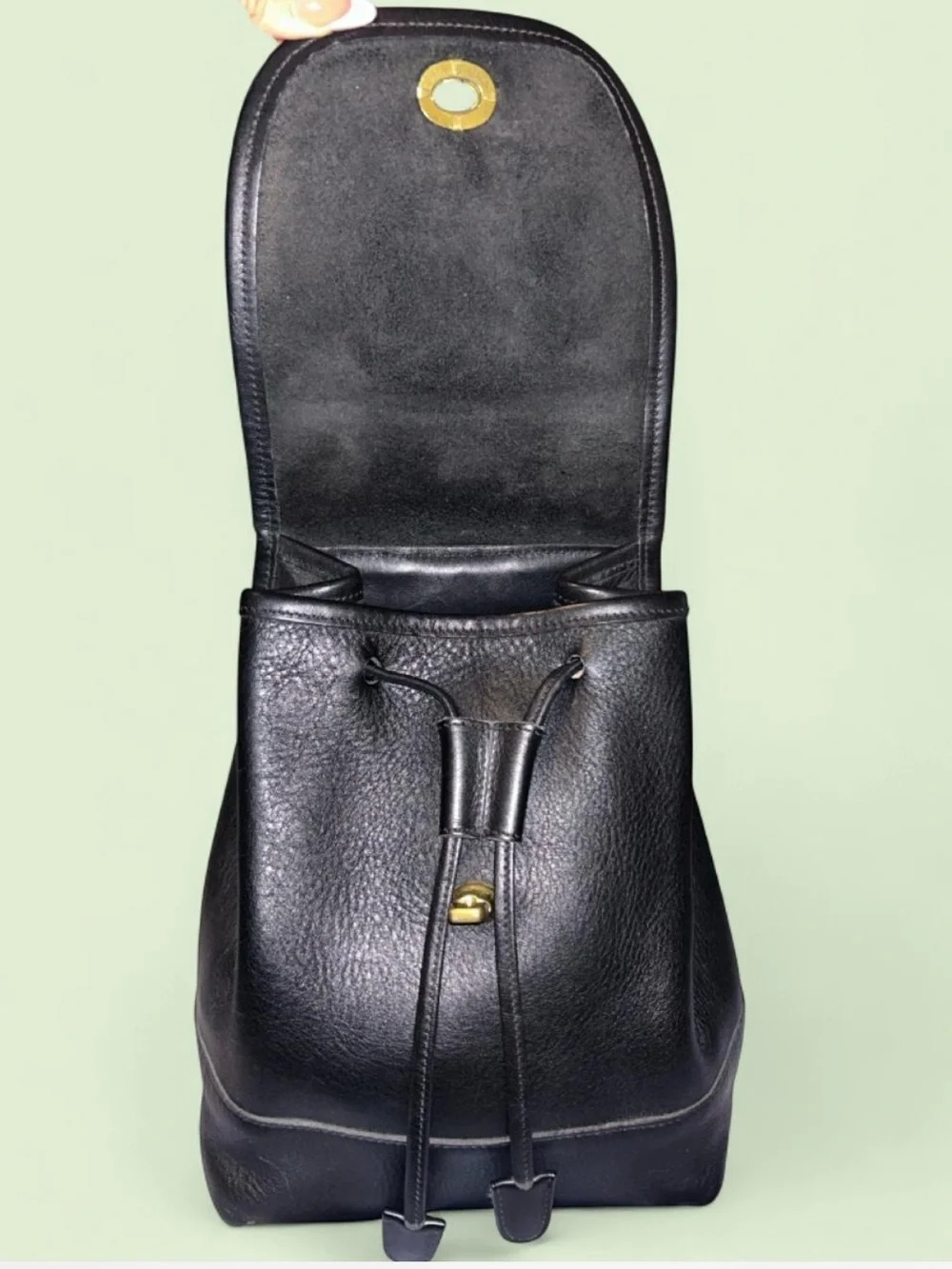 VTG COACH 9960 Black Leather Backpack Turnlock